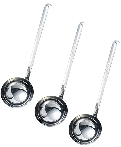 IMIKEYA Stainless Steel Soup Ladles Food Serving Ladle with Long Hook Handles 3pcs Smooth Surface and Good Grip for Kitchen Use for Household and Buffet