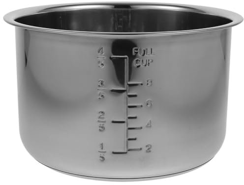 Ciieeo Olla Interior De Acero Inoxidable 304 Para Arrocera, Repuesto Universal, Capacidad 4L, FáCil De Limpiar, CoccióN RáPida, Color Plata