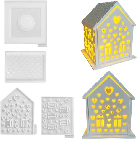 Xevinas Silikonformen Gießformen Häuser,silikonform Kerzenhalter Mit Sockel, Gießform Haus, Beton Gießform, Silikon Gießform Kerzenhalter Für Kerzen Und Teelichter (häuser)