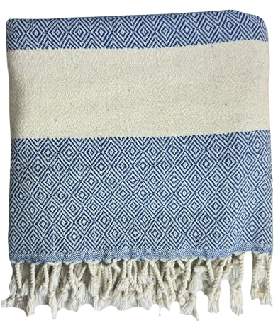 MEBY Saunatuch XXL 90x180 cm 100% Baumwolle, Strandtuch, Türkisches Hamamtuch, Handtuch, Yogatuch, Picknickdecke, Reisetuch, Badetuch, Liegetuch (Blau)