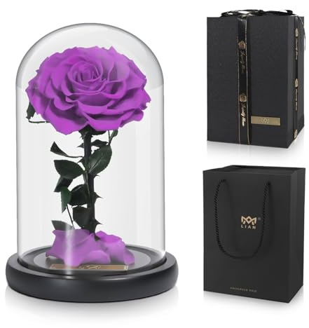 Lian Preserved Rose in Glass Dome Made from Real Fresh Beauty Flowers | Never Withered Romantic Gifts for Female Valentine's Day Mother's Day Birthday Anniversary Wedding