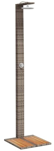 vidaXL Utedusch grå 50x55x224 cm konstrottning och akaciaträ, utomhusdusch, pooldusch, trädgårdsduschar, trädgårdsdusch, utomhusduschar, campingdusch