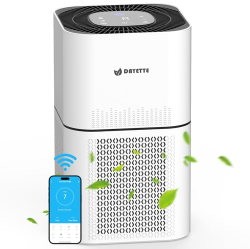 Luftreiniger für Allergiker, mit HEPA Luftfilter gegen 99,97% Staub Tierhaare Pollen, App Steuerung mit Alexa, CADR 350m³/h für große Räume bis 120㎡, Air Purifier mit 22dB Nachtmodus und Timer