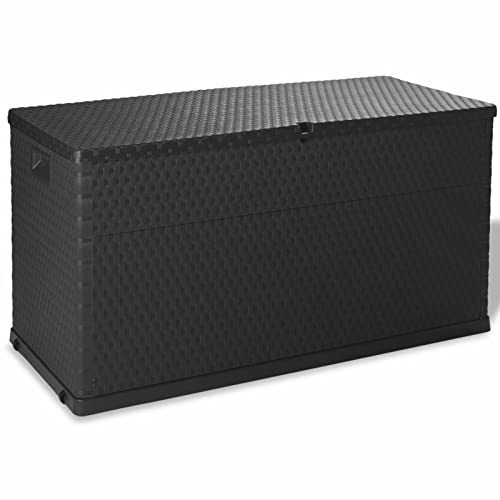 Kavolet Garten-Aufbewahrungsbox Gartenbox Auflagenbox Kissenbox Gartentruhe Wasserdicht Balkon Truhe Anthrazit 120x56x63 cm PP Rattan