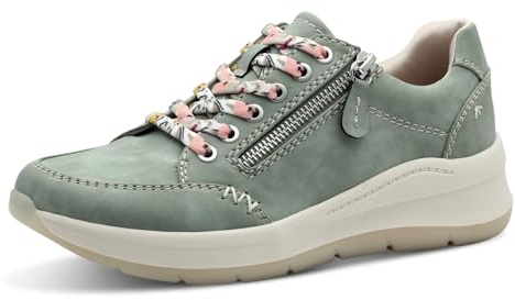 Jana Damen Sneaker flach mit Schnürsenkeln Vegan, Grün (Sage), 38 EU