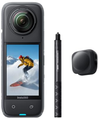 Insta360 X4 Pack Snowboard - Caméra d'action 360 8K étanche, vidéo Grand Angle 4K, Perche à Selfie Invisible, protège-objectifs Amovibles, 135 Min d'autonomie, édition IA, stabilisation, pour Sport