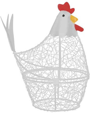 SHOWERORO Chicken Shaped Iron Egg Holder Decorative Wire Mesh Basket for Egg Storage Multi-Purpose Kitchen Basket for Fruits Vegetables Snacks