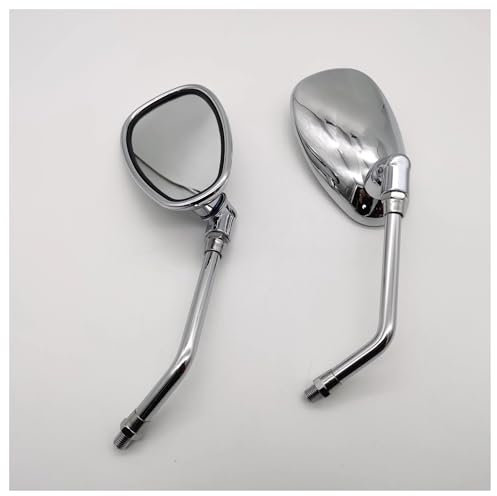 Lenkerendenspiegel Motorrad Chrom Oval Seite Rückspiegel für Cruiser für Chopper 10mm Motorrad Rückspiegel