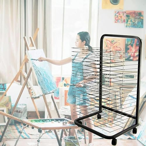 FLTRGO Kunsttrocknungsregal, Mobiles Trocknungsregal Mit Drahtregalen Für Kunstwerke, Mobile Klassenzimmer, Kunststudio, Bildungsprodukt Trockenstange, Trocknungsstrudel, Trocknungsgeschäft