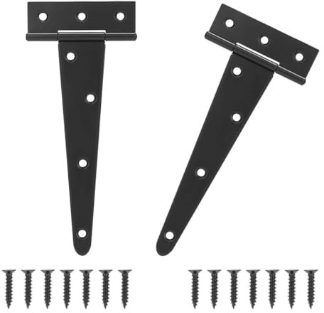 MOCNT 2 Stück T-Scharniere mit Schrauben 250mm T-förmige Scharniere Schwerlast Gartentor Scharnier 10 Zoll Scheunentore Scharniere Schuppen Türscharnier Schaniere Klappbar Schwarz