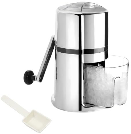 YedZen Tritatutto manuale in acciaio inox, 24,5 x 14,5 x 14,5 x 14,5 cm, 1,1 l, tritaghiaccio con paletta per il ghiaccio per smoothie cocktail, fresco