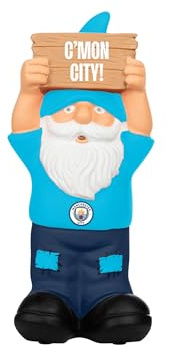FOCO Officially Licensed Manchester City FC Slogan Sign Football Garden Gnome