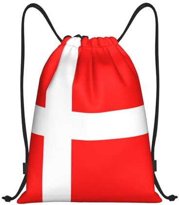 Rucksack Mit Kordelzug Dänemark Dänische Flagge Druck Turnbeutel Faltbar Stoffbeutel Erwachsene Gymnastikbeutel, Für Yoga, Reisen, 36x42cm