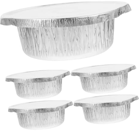 Lot De 5 Ramequins en Aluminium pour 8 X 7 Pouces Couvercles en Aluminium Robustes pour La Cuisson Le Réchauffage pour Le Camping