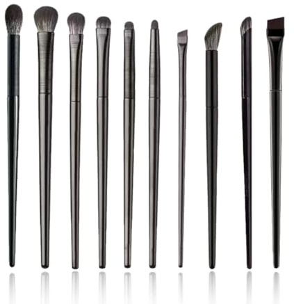 Pennelli per Trucco Occhi Professionali, 10 pezzi Make Up Kit per Ombretti, pennelli make up occhi, Ombretto Professionale Sopracciglia Pennelli, per ciglia, eyeliner e sfumatura, nero