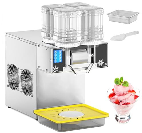 Máquina de hielo comercial en forma de copo de nieve, 120 kg/24 h, máquina de raspado de hielo de acero inoxidable con plato giratorio eléctrico, máquina para hacer conos de nieve,B