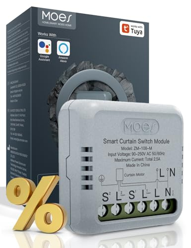 MOES ZigBee Smart Rolladenschalter,Unterputz Relaismodul | Zigbee Gateway erforderlich,Mini 40×40 mm,Prozentanpassung,Kompatibel mit Alexa und Google Home,Sprachsteuerung