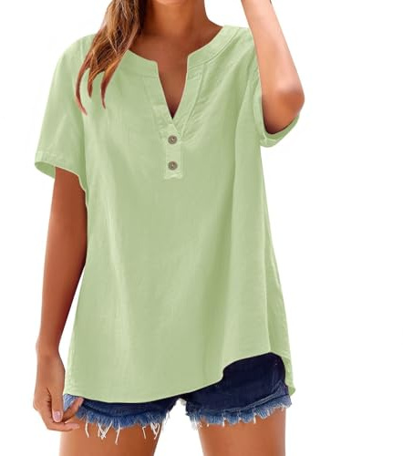 Camisetas Fluida Mujer Blusas Femininas Elegantes Camisas Verano 2026 Algodon Camisa Vaquera Oversize Blusa Talla Grande Verde Blanca Volante Camiseta Corta Tela Gruesa Manga