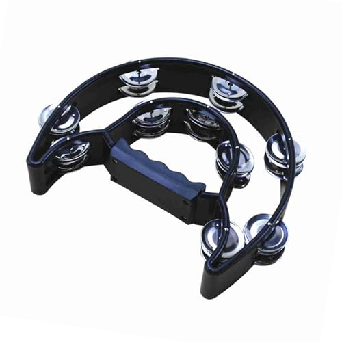 OVAQUIXI Doppelreihe Tambourin, Handheld -Tamburin mit Ergonomischem Griff für KTV -Party, Konzert, Karneval (BLACK)