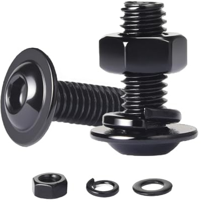 QANCEN 10 Stück M8x40mm Schrauben, Linsenkopfschrauben Muttern und Unterlegscheiben Sortiment Kit, Edelstahl A2 V2A, Innensechskant Vollgewinde Flachkopfschrauben Schwarz