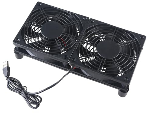 our fave Enrutador de PC alimentado por USB de 120 mm, 5 V, controlador de velocidad de doble ventilador, ventilador de refrigeración de aire para receptor, módem y enrutador