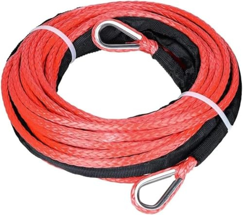 Cuerda De Remolque 6 Mm * 30 M Cuerda De Cabrestante Sintética Extensión Protector De Rocas para Coche Todoterreno 4x4, Red, One Size