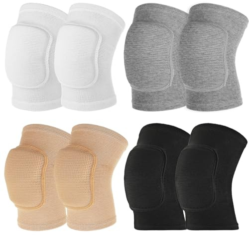 COMNICO 4 Pairs Elbow Brace Volleyball Elbow Protector Pads Breathable Sponge Arm Support Compression Sleeve Strap for Teenagers Women Men Workouts Fitness Basketball Baseball Tennis Football Golfers