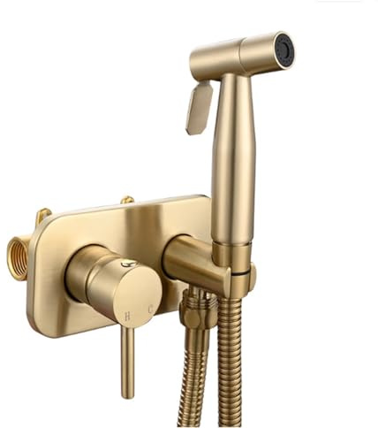FQYEP Kit Doccetta per Bidet Portatile Incorporato Doccino per Bidet E Wc Acqua Calda E Fredda,Oro Spazzolato,Modalità Singola
