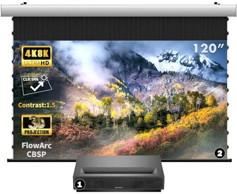Formovie Cinema Edge 4K UST Projector with FlowArc 120 CBSP Screen | 2100 ISO Lumens | 94% CLR | Immersive Cinema Experience