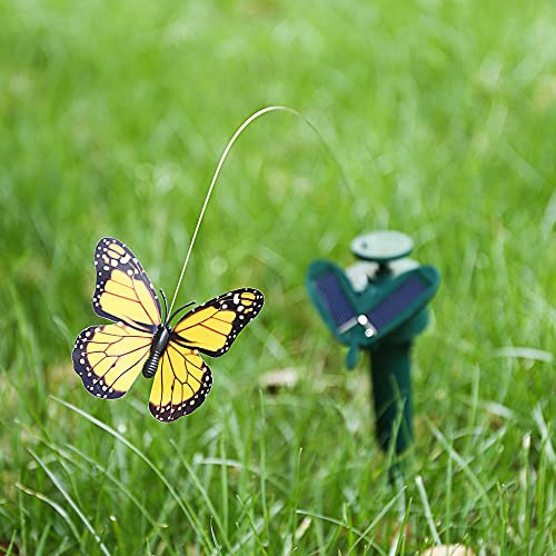SIXRUN Papillons Flottants Vifs à énergie Solaire et Décoration de Jardin d'oiseaux Colibris Volants, Facile à Utiliser, Parfait pour Les Plantes en Pot et Les Rues, Plastiques + Matériau PPC