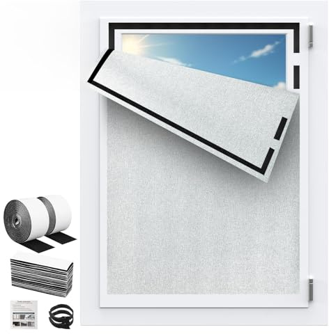 [Upgrade] Fenster Verdunkelung Dachfenster Leinenoptik, 100X150CM Verdunklungsrollo ohne Bohren, Verstellbar und Abnehmbar Verdunklungsplissee, Blackout Rollo Innen Sonnenschutz Zuschneidbar-Beige