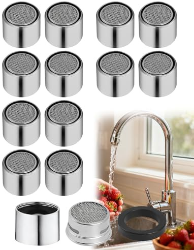 DASHUI 12 Stück M22 Strahlregler Perlatoren für Wasserhähne Mischdüse Luftsprudler, Küchenspüle Luftsprudler Wasserhahn Filter mit Chrom-Messing-Gehäuse Innengewinde wassersparend