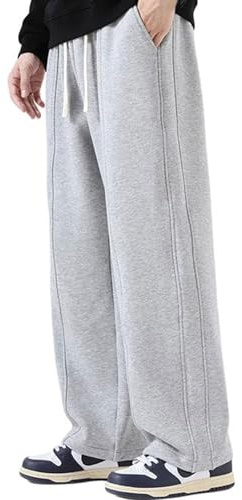 SHAGGA Pantalon de survêtement pour homme, jambe droite, ourlet sans poignets, coupe ample, pantalon de survêtement avec poches pour la course à pied et l'entraînement