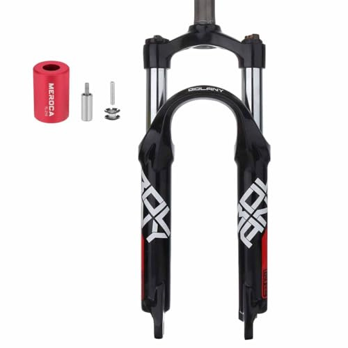 BSFHQS Horquilla de suspensión de Bicicleta de montaña 20 Recorrido de 100mm Freno de Disco MTB Horquilla Delantera mecánica de Tubo Recto de 1-1/8 QR, Bloqueo Manual de 9 * 100mm