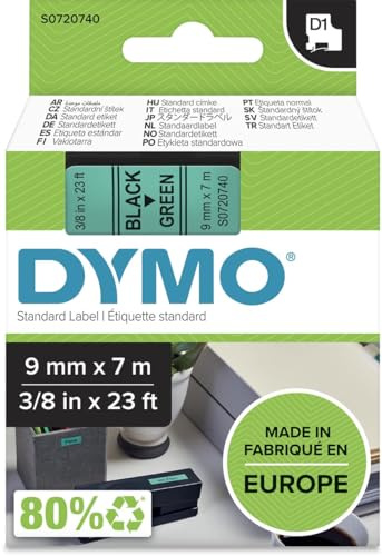 Laminiertes Farbband für DYMO D1 40919 9 mm LabelManager™ schwarz grün (5 Stück)