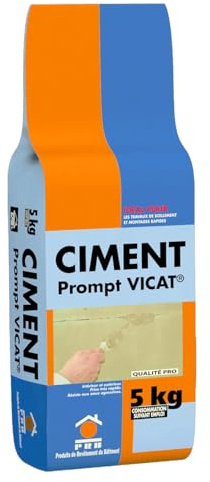 Ciment Prompt Naturel Vicat 5kg - Prise Ultra-Rapide, Haute Résistance Initiale - Idéal pour Réparations Express, Maçonnerie, Travaux de Construction et Rénovation - Séchage en Quelques Minutes