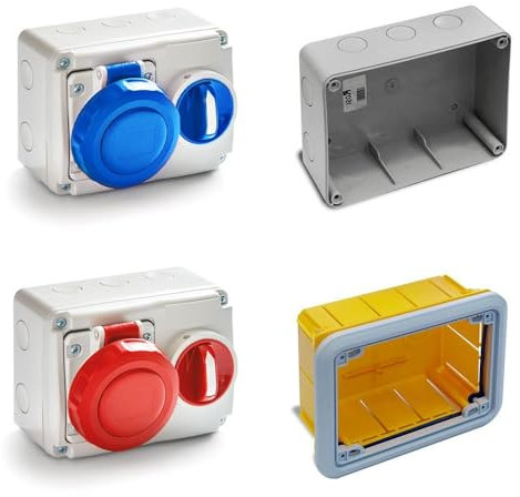 SCATOLA DA INCASSO PER PRESA INTERBLOCCATA INDUSTRIALE ORIZZONTALE COMPATIBILE 16A 32A 2P+T 3P+T 3P+N+T IN ABS MARCA ROSI