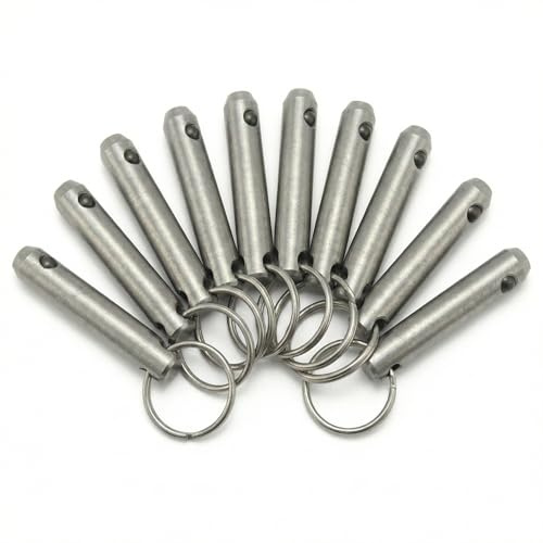 PROTECH 10 Stück Steckbolzen 6,3x35mm mit Kugelsicherung – Edelstahl A2 V2A – Sicherungsbolzen mit Ring – Schnellspannstift & Kugelsperrbolzen für Boot, Bimini & Maschinenbau