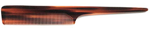 accuo Stielkamm ca. 20 cm gesägt + handgemacht normale Zahnung - flexibel – Stiel abgerundet und extra-breit - Lockenkamm havanna Cellulose-Acetat