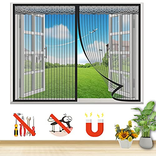 Mosquitera Ventana Magnetica, Cortina Mosquiteras Magnética de Malla para Prevenir Mosquitos y Insectos, Fácil de Instalar