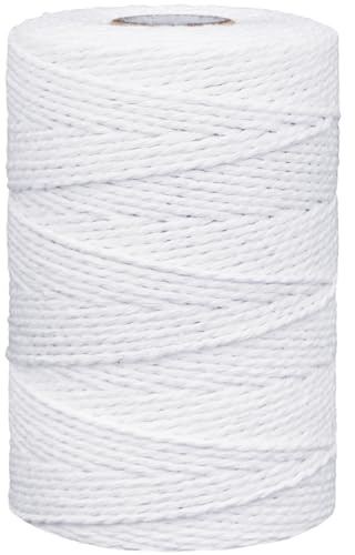 Cuerda de cordel, 500 pies de algodón para carniceros, cuerda de cocina, para manualidades, asar regalos, decoración de bricolaje, jardinería, materiales de embalaje, color blanco