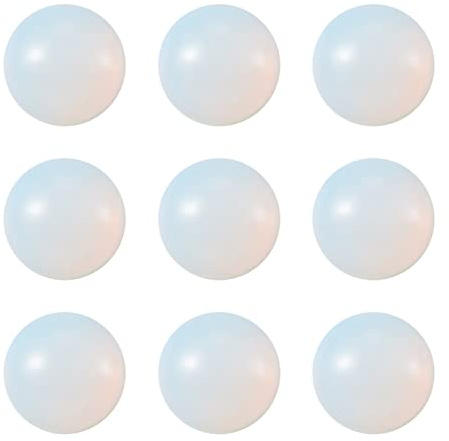 Crafans 50Pcs 10mm Round Gemstone Cabochons, Half Round Opalite Turquoise Cabochons Dome Gemstone Beads No Hole Healing Power Stone Flat Back Chakra Crystal Beads for Jewelry Making