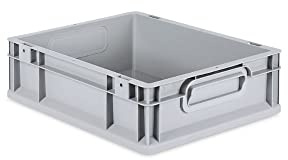 PROREGAL Eurobox NextGen Grip | HxBxT 12x30x40cm | 11 Liter | Griffe geschlossen | Glatter Boden | Grau | Eurobehälter, Transportbox, Transportbehälter, Stapelbehälter