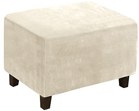 Sittsäcksskydd Square Stretch överdrag ottoman fotstöd presenning överdrag ottoman täcker kvadrat överdrag för ottoman fotstöd ottoman överdrag sammet beige