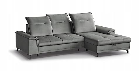 Generisch Ecksofa Bruno MINI Eckcouch Stauraum Klappbett Wohnzimmer Modern Sofa mit Schlaffunktion (Grey – Element 03)
