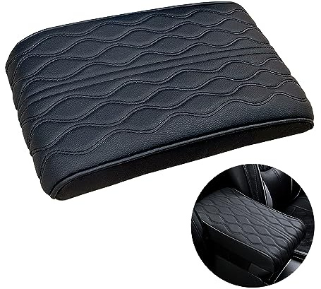 Naapesi Cuscino Bracciolo Auto, 30cm*20cm Pelle Copertura per Console Centrale per Bracciolo, Imbottitura del Bracciolo Impermeabile per la Maggior Parte delle Automobili Camion SUV (Nero)
