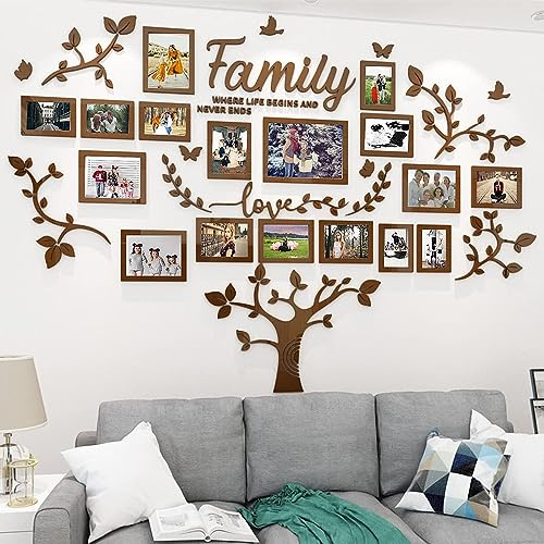 Tefengmaoyi Graz Design - Adhesivo decorativo para pared con árbol genealógico, 3D, para sala de estar, dormitorio (M67-5 marrón)