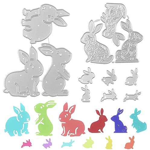 URROMA Hasen-Stanzformen, 13 Stück, Kaninchen-Metall-Stanzformen für Scrapbooking, Papierbasteln, Kartenherstellung, Album, Stempel, DIY-Dekoration