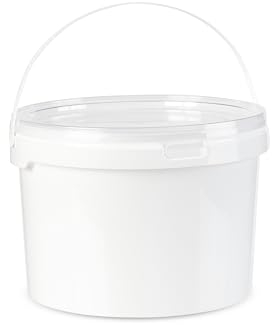 Eimer weiß 3L Fassung - Eimer mit Deckel & Henkel - Aufbewahrungsbehälter aus Kunststoff - leicht & wasserbeständig - Eimer in Weiß: Praktische Helfer für Jede Situation - (20 x 3 L)