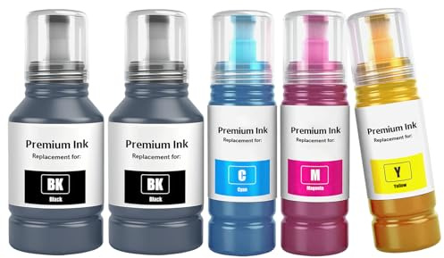 TOPRINT E102 Tintenflaschen 5 Farb Multipack Kompatibel für E102 Tinte ET-2700 ET-2750 ET-2751 ET-2756 ET-2850 ET-2851 ET-2856 ET-3700 ET-3750 ET-3850 ET-4750 ET-4850 ET-4856 ET-15000 Drucker